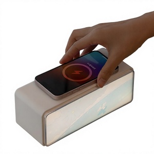   Enceinte sans fil 5.3 avec chargement sans fil, lumière de nuit LED RGB, bruit blanc, alimentée par batterie, boîtier en plastique pour chambre et bureau - Product Image 2