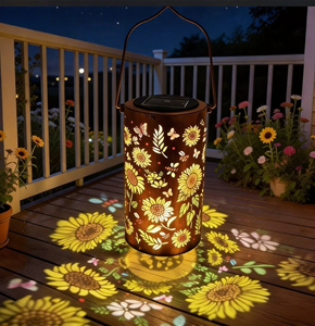 Lámpara Colgante Solar Impermeable de Hierro con Diseño Floral, Proyector de Sombra, Luz LED Cálida Blanca, Decoración de Jardín, Iluminación para Patio Trasero - Product Image 2