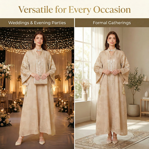 Abaya Kaftan Premium Champagne pour la collection de réceptions formelles - Product Image 4