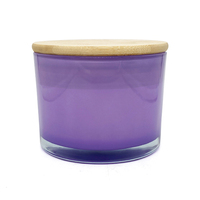 Bougie parfumée en cire de soja dans un bocal en verre coloré personnalisé de luxe à trois mèches A06P pour la décoration de la maison