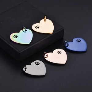 Mirror Polished 18K Gold Plated Stainless Steel Romantic <b>Pet</b> Paw Charms Hollow Paw Heart <b>Blank</b> ID Pendant DIY Jewelry Making - Product Image 6