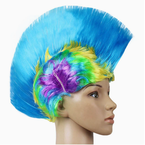 <span class=keywords><strong>Peluca</strong></span> de pelo corto y liso estilo punk divertido, <span class=keywords><strong>peluca</strong></span> sintética corta tipo mohawk para cosplay y fiestas, 150% de densidad, línea de cabello natural - Product Image 2