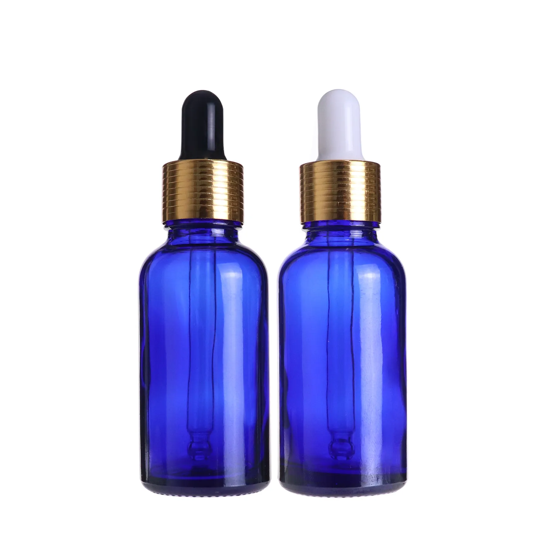 High quality essential oil transparent coblat blue glass 1oz dropper bottle 30ml with gold dropper cap
