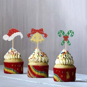 Juego de Adornos para Cupcakes Navideños con Gorros de Santa, Campanas y Copos de Nieve para Decoraciones de Fiestas Navideñas, Suministros Festivos para Hornear en Navidad - Product Image 3