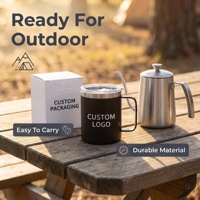 Mug isotherme personnalisé avec logo, 12 oz, double paroi, en acier inoxydable 304, revêtement poudré, avec poignée, vente en gros