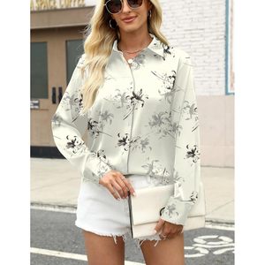 FOXA Satin Blouse <b>Women</b> <b>Long</b> Sleeve Floral Print Button Down <b>Shirt</b> Business Casual Top - Product Image 2