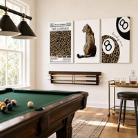 Tableau mural en toile motif léopard tendance, thème 8 Ball Pool Trio, pour la décoration intérieure d'appartements modernes pour jeunes, solution de rafraîchissement d'intérieur