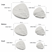 Table basse en marbre blanc Statuario - Prix |   Tables gigognes modernes de luxe en forme de galet pour la décoration du salon de villa