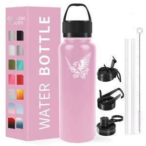 Botella de Agua Deportiva de Acero Inoxidable con Aislamiento de Doble Pared, 32 oz, para Bebidas Frías y Calientes, con Tapa, para Viaje - Product Image 1