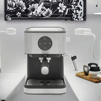 Machine à café expresso programmable en acier inoxydable avec mousseur à lait, design compact pour cappuccino et latte