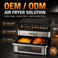 Friteuse à air numérique grande capacité 10L 2400W avec double fonction de chauffage, séparateur amovible, 10 programmes de cuisson
