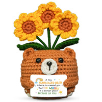 Fleur au crochet en pot, poupée, lys, tulipe, œillet, décoration florale de bureau, jouet tricoté, ornement, cadeau, artisanat