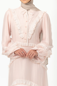 Vestido Maxi Islámico Musulmán Modesto de Manga Larga con Cuello de Lazo y Volantes en Capas para Mujer, Elegante y Personalizado de LEDUO - Product Image 2