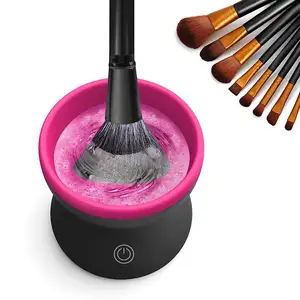 热卖粉色便携式自动电动硅胶化妆品清洁工具自有品牌u盘微调清洗化妆刷清洁剂