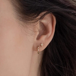 Aretes CANNER de Plata Esterlina 925 con Circonitas Redondas Multicolor de 9mm 5A, Aretes de Aro Chapados en Oro de 18K para Mujeres y Niñas - Product Image 5