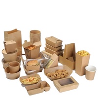 Fabrieksgemaakte wegwerp voedselverpakking van kraftpapier met transparant venster, biologisch afbreekbaar, voor salade, fruit en lunch, met aangepaste logo's.
