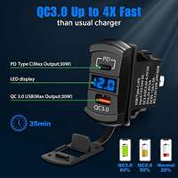 Araba Rocker Anahtarı Prizi 36W QC3.0 USB-A Girişi 55W PD Girişi Şarj Soketi LED Voltmetre 12V/24V RV Tekne