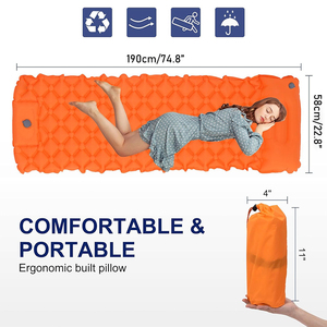Colchón de aire inflado para acampar ultraligero portátil con bomba de pie integrada y almohadas, alfombrillas para inflar al aire libre - Product Image 4