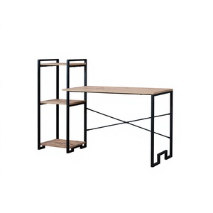 Escritorio de Computadora Moderno para Oficina en Casa, Mesa de Estudio, Estación de Trabajo, Escritorio con Marco Metálico y Superficie de Madera, Ahorro de Espacio, Escritorio de Estudio con Almacenamiento - Product Image 1