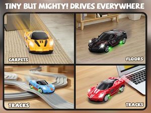 ELI TOY 1/64 Mini voiture de <span class=keywords><strong>sport</strong></span> RC 2.4GHz petite application télécommande 3 modes de vitesse jouet de bureau rechargeable pour garçons 1/64 câble USB - Product Image 3