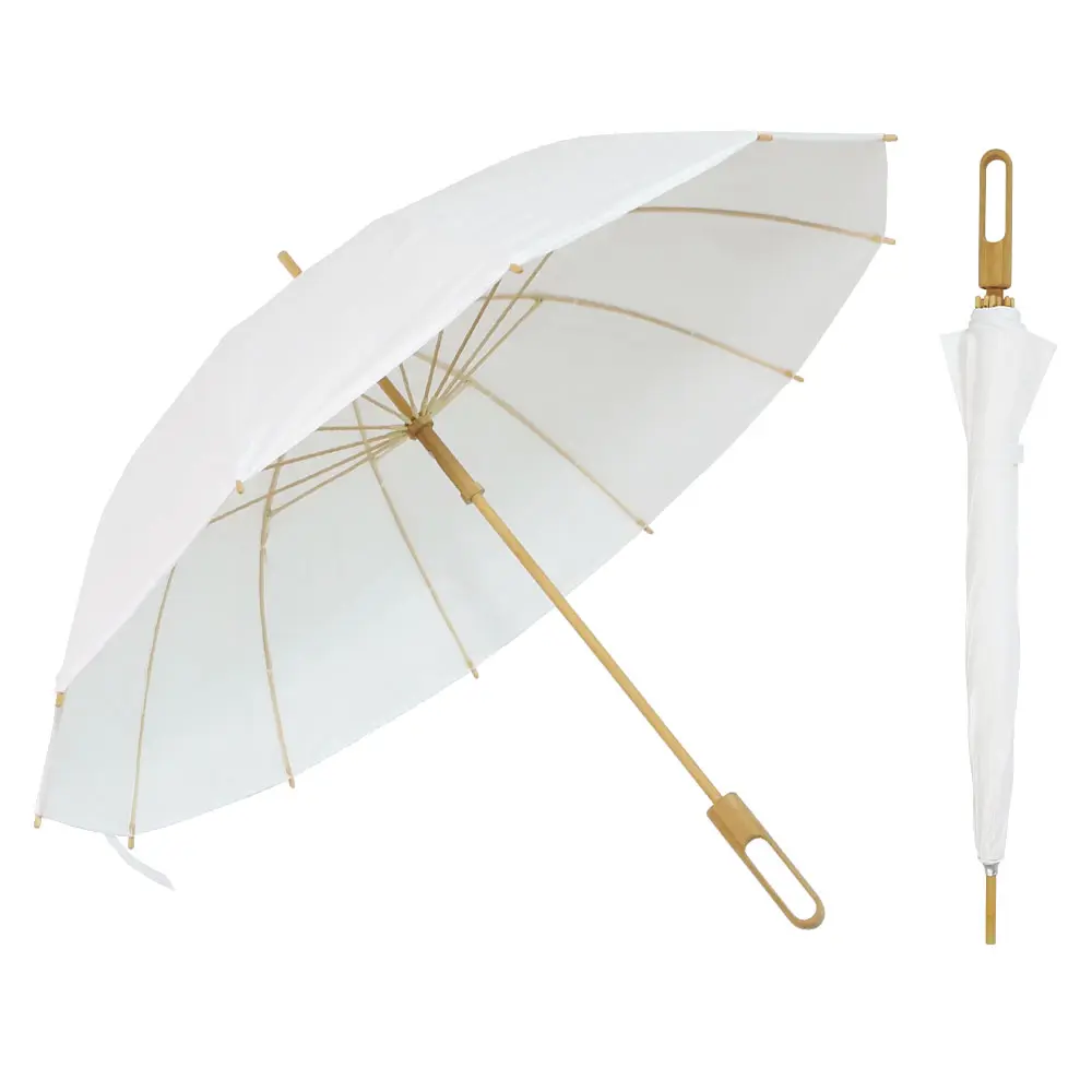 23 pouces 12k bambou dupont tyvek design environnemental logo de marque personnalisé parasol à bâton droit