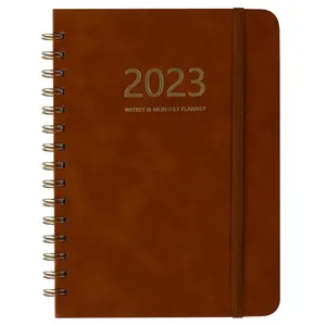 Personalizado impressão logotipo 2023 2024 pu capa organizador diário semanal e mensal planejador agenda para o escritório