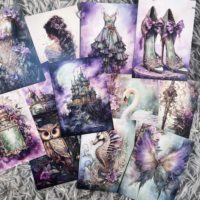 JAI IMAN 12 cartes et 32 autocollants DIY Vintage Fantasy Scrapbook Decoration Set pour fournitures de scrapbooking