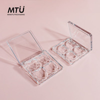 Kotak Palet Eyeshadow Bentuk Hati 4 Grid Mewah dengan Logo Custom, Wadah Lipmud Plastik Pink Transparan, Kemasan Makeup Unik