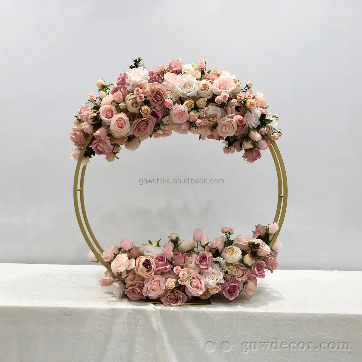 Centro de mesa de boda personalizado GNW, decoración de rosas artificiales con soporte, centro de mesa de boda