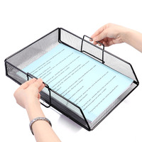 Accessoires de bureau Foska plateau de fichiers à chargement frontal empilable fil de maille métallique A4 porte-documents pour bureau maison école salle de classe