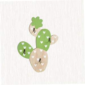 Porte-clés mural personnalisable en bois, organisateur mignon en forme de cactus, crochets pour clés de cuisine, usage domestique, vente en gros - Product Image 1