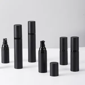 Özel logo 15ml 30ml 50ml mat siyah boş havasız plastik emülsiyon/sprey/losyon şişeleri şişe ile pompa satılık