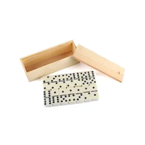 Factory Gold Supplier China Custom Educational Plastic Black Dots Domino Toy In Wooden case