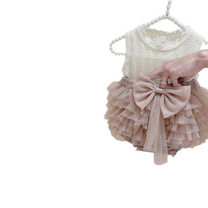 Girls Tutu Skirt And Pants Set Mesh Cake Skirt With Bow Cute Vest Shorts Two Piece Childrens Outfits - Product Image 5