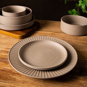 Porcelain <b>Plates</b> Wholesale Custom <b>Ceramic</b> Beige <b>Plate</b> Clay Crockery Set of Dishes Dinner Sets Restaurant Tableware for Home - Product Image 2