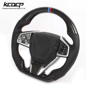 Fit สําหรับ Honda 2012-2016 Civic Racing ล้อเปิดประทุนที่กําหนดเอง Alcantara LED คาร์บอนไฟเบอร์ LED <span class=keywords><strong>พวงมาลัย</strong></span> - Product Image 5