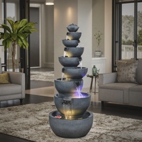 8-stufiger Wasser brunnen im modernen Stil im Innen-und Außenbereich LED-beleuchteter kaskadi render Wasserfall Artistry Bowl Design Resin Garden Wall Pool