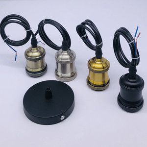 Kit de support de <span class=keywords><strong>lampe</strong></span> suspendue rétro E26/E27 avec douille à vis en aluminium, base d'ampoule en laiton et en PC, douille de <span class=keywords><strong>plafond</strong></span> et câble de 3 m - Product Image 3