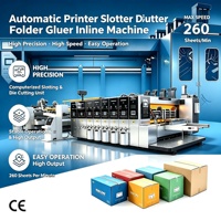 Machine de production de boîtes en carton ondulé Flexo Folder Gluer FFG 5 couleurs, impression informatisée, rainurage, découpe, machine en ligne
