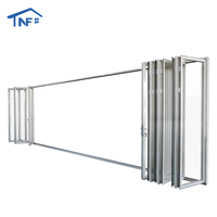 Porte coulissante pliante accordéon moderne pour villa, extérieur, double isolation, en aluminium, verre, fibre de verre et nylon