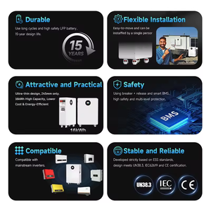 전원 벽 10 kw 5kw 벽걸이 형 51.2v 200ah 10kwh 5kwh 리튬 이온 인산염 배터리 8000 사이클 백업 홈 10kw - Product Image 4