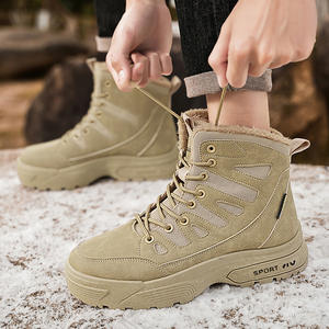 Botas de Nieve de Cuero con Cordones para Hombre, Talla Grande, Suela Gruesa, Ribete de Piel, Antideslizantes para Clima Frío, para Exteriores - Product Image 2