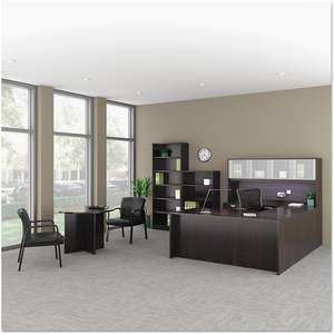 Mesa de Conferencia Redonda Alera Valencia con Patas Color Espresso, 42 Pulgadas de Diámetro x 29.5 de Altura, Diseño Moderno y Contemporáneo para Oficina y Hotel - Product Image 1