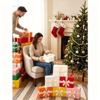 Ensemble de boîtes cadeaux pliables à fermeture magnétique, boîte pliable avec rembourrage en papier déchiqueté, carte de vœux, ruban en satin pour l'emballage de cadeaux