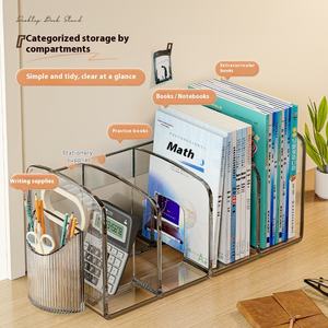 שקופים שולחן עבודה אקרילי שקוף ספר סטודנט פלסטיק עם מדף אחסון עבור ארגון קובץ ספר תמונה - Product Image 5