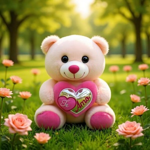 Orsacchiotto di San Valentino da 25cm 30cm con <span class=keywords><strong>Cuore</strong></span>, <span class=keywords><strong>Peluche</strong></span> Abbracciabile per Fidanzata, Avorio Rosa Bianco - Product Image 3