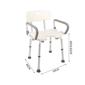 Shower <b>Chair</b> With Armrests And Backrest Aluminum Alloy Non Slip Bath Stool For <b>Elderly</b> Bathroom Safety Equipment - Product Image 5