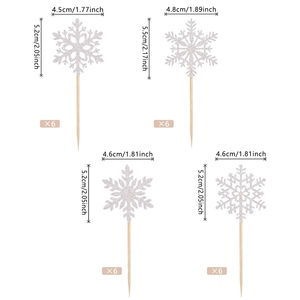 Winter Snowflake Cake Toppers Set with Sparkling Glitter Effect <b>for</b> Christmas <b>Cupcake</b> Decorations and Elegant Holiday Party - Product Image 4