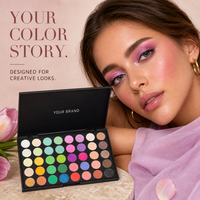 Palette de fards à paupières multichromes nacrés tons terreux personnalisée en marque propre, 40 couleurs, longue tenue pour un look naturel