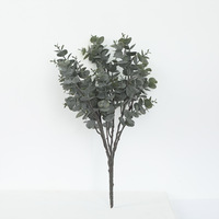 Daun Eucalyptus Plastik Buatan Grosir, Sentuhan Realistis, 5 Cabang Batang untuk Dekorasi Hari Valentine dan Wisuda